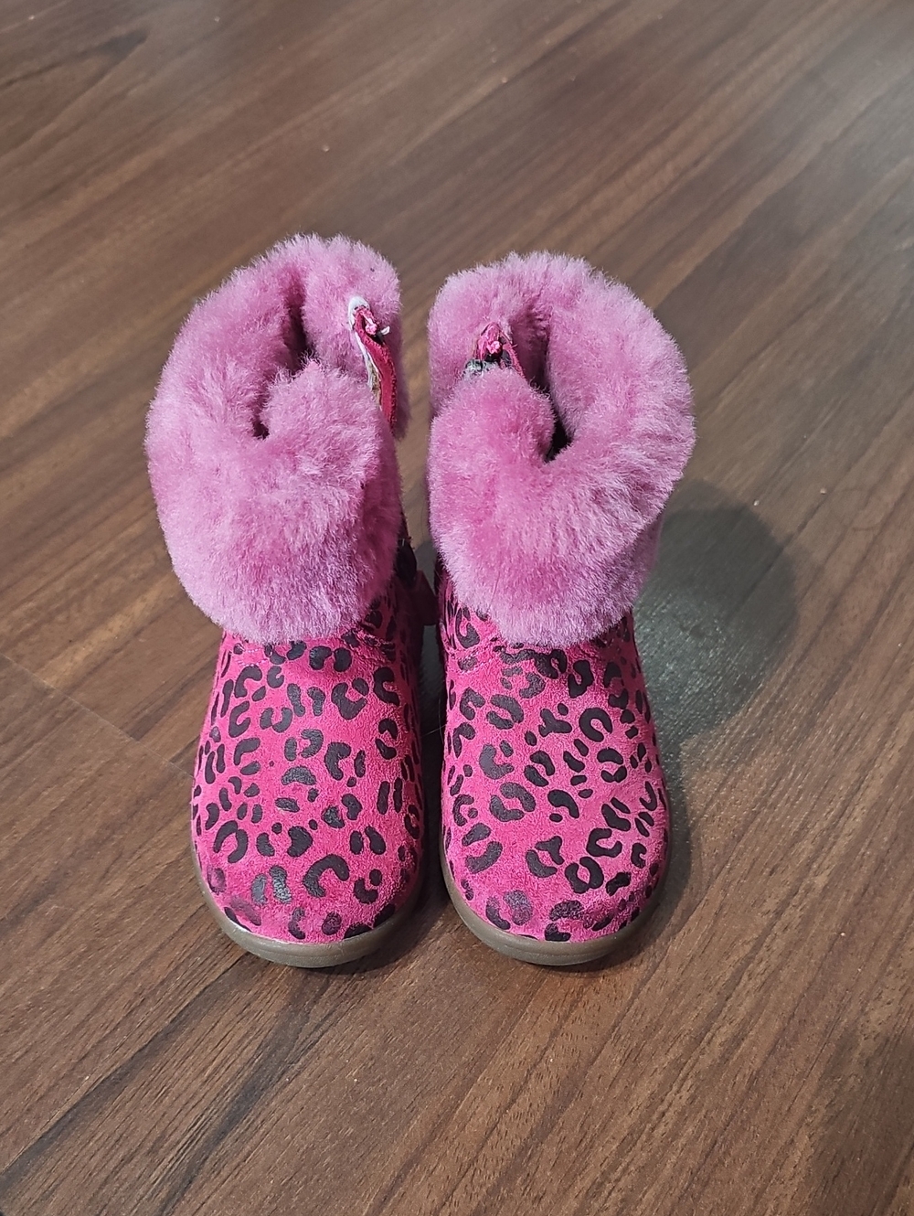 UGG Kids Pink Leopard Print Shearling Boots